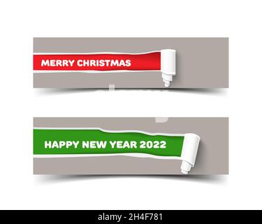 Set di striscioni di carta immagine vettoriale realistica Illustrazione Vettoriale