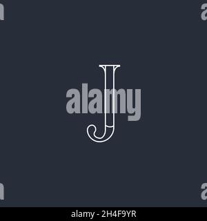 Minimal moderno Abstract elegante linea art lettera J logo. Simbolo icona del logo del minimalismo creativo. Illustrazione Vettoriale