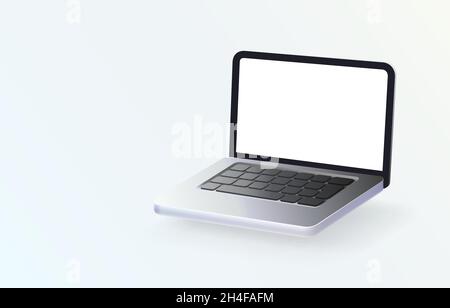 Icona del laptop, schermo bianco, telaio del computer. Illustrazione vettoriale Illustrazione Vettoriale