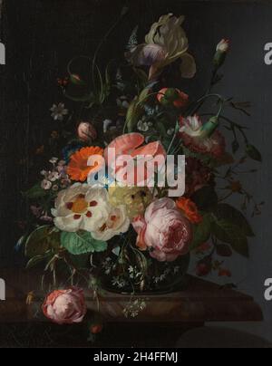 Still Life with Flowers on a Marble Tabletop, Rachel Ruysch, Rijksmuseum, Amsterdam Foto Stock