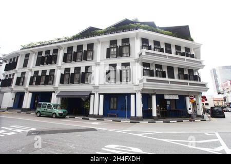 Ann Siang House su Ann Siang Road, e vecchio edificio coloniale a Chinatown, Singapore. Foto Stock