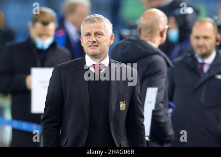 Bergamo, Italia. 2 novembre 2021. Bergamo, Italia, 2 novembre 2021, Ole Gunnar Solskjaer Manager di Manchester United durante la UEFA Champions League, partita di calcio del Gruppo F tra Atalanta BC e Manchester United il 2 novembre 2021 al Gewiss Stadium di Bergamo, Italia - Foto: Nigel Keene/DPPI/LiveMedia Credit: Independent Photo Agency/Alamy Live News Foto Stock