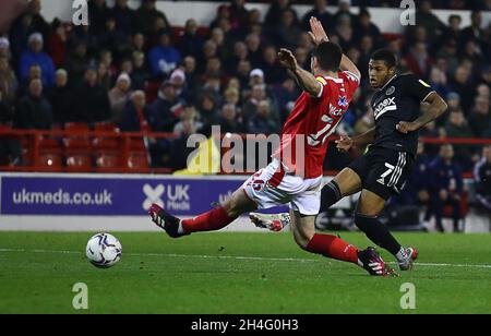 Nottingham, Inghilterra, 2 novembre 2021. Rhian Brewster di Sheffield Utd ha un colpo in gol durante la partita di Sky Bet Championship al City Ground di Nottingham. Il credito dovrebbe essere: Simon Bellis / Sportimage Foto Stock