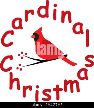 Illustrazione vettoriale di un uccello cardinale, sfondo di Natale Illustrazione Vettoriale