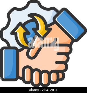 Vettore di icone di lavoro di squadra con stile di colore del contorno isolato su sfondo bianco. Illustrazione vettoriale collaborazione segno simbolo concetto icona per l'azienda Illustrazione Vettoriale