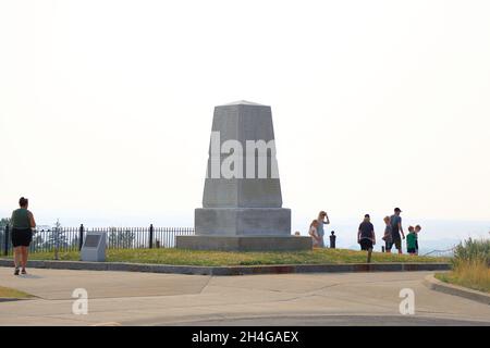 Obelisco commemorativo al Little Bighorn Battlefield National Monument.Montana.USA Foto Stock