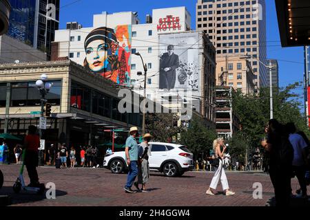 Pike Street in Pike Place Market.Seattle.Washington.USA Foto Stock