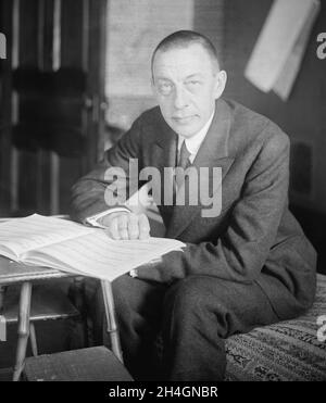 Ritratto del compositore russo Sergei Rachmaninoff Foto Stock