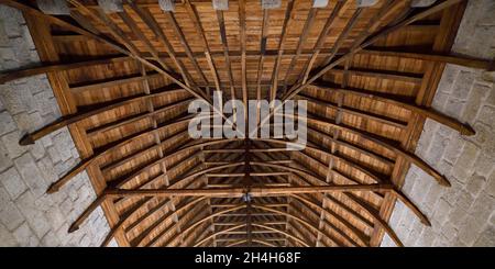 Palazzo dei Duchi di Braganca, soffitto Banqueting Hall, Guimaraes, Minho, Portogallo Foto Stock