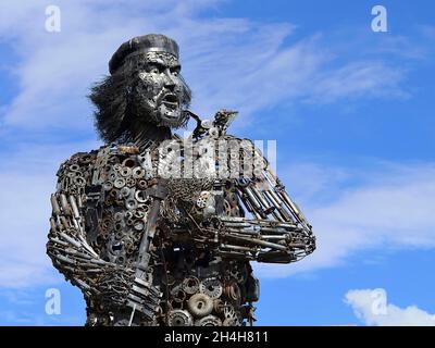 Ernesto che Guevara come statua fatta di parti del motore, El Alto, Dipartimento la Paz, Bolivia Foto Stock