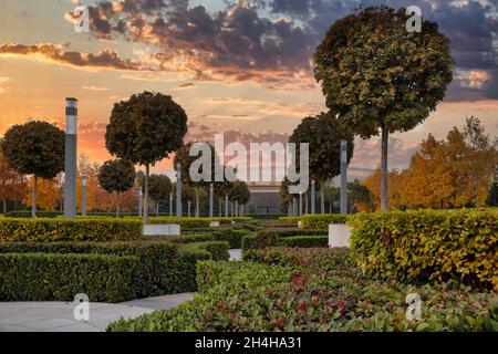 Giardino francese, Parco Galitskogo, Krasnodar, Russia Foto Stock