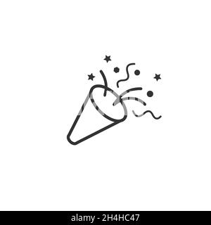 Confetti popper vettore icona, pieno segno piatto, solido pittogramma isolato su bianco. Simbolo di celebrazione, illustrazione del logo. Pixel perfetto Illustrazione Vettoriale