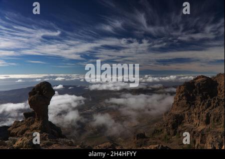 Gran Canaria, parte centrale montana dell'isola, Las Cumbres, vale a dire i vertici, formazione rocciosa Champion Foto Stock