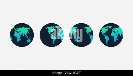 Set di icone del globo di terra. Simbolo del pianeta vettoriale. Illustrazione del vettore di scorta isolata Illustrazione Vettoriale