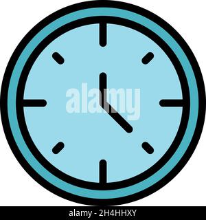 Icona orologio a parete dell'hotel. Profilo hotel muro orologio vettore icona colore piatto isolato Illustrazione Vettoriale
