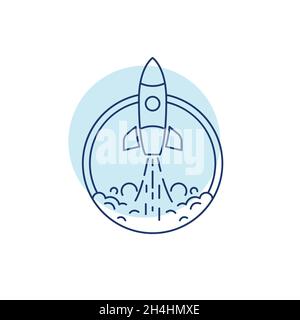 Modello di illustrazione del disegno dell'icona Rocket Vector Foto Stock
