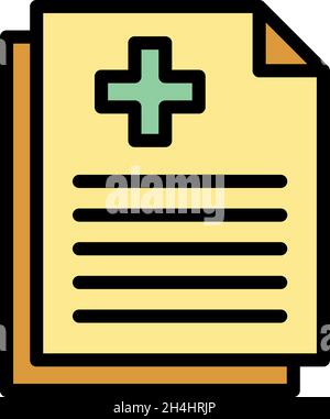 Icona carta medica per disabili. Contorno carta medica handicap vettore icona colore piatto isolato Illustrazione Vettoriale