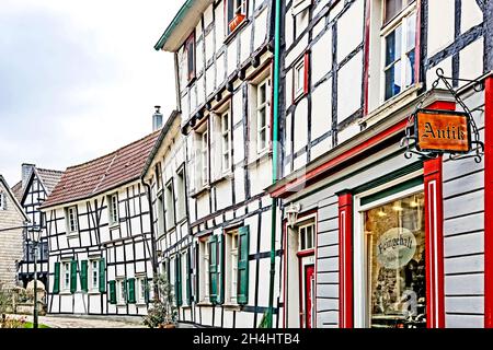 Mittelalterlicher Stadtkern von Hattingen, Renania settentrionale-Vestfalia. Città medievale Hattingen in Renania settentrionale-Vestfalia Foto Stock