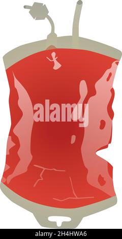 Immagine di un sacchetto di sangue su sfondo bianco. Immagine vettoriale per la celebrazione di Halloween, pronto all'uso, eps. Per il tuo design. Per cartoline, adesivi Illustrazione Vettoriale