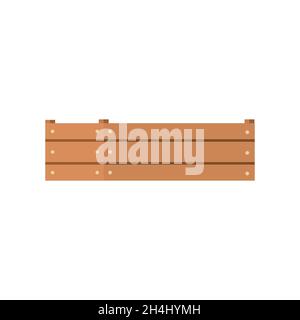 Scatola di legno vuota. Cassa di fattoria da tavole di legno per frutta e verdura. Illustrazione vettoriale piatta colorata di Falegnameria isolata su sfondo bianco Illustrazione Vettoriale