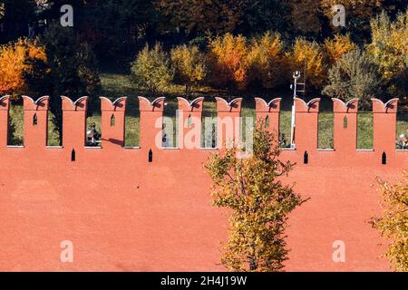 Frammento del muro del Cremlino, Mosca, Russia Foto Stock