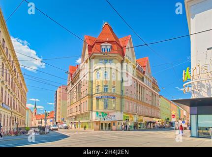 Graz - 2020 giugno, Austria: Vista sul centro commerciale Roseggerhaus Foto Stock