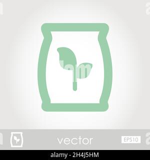 Icona vettore fertilizzante presente da azoto verde, potassio, fosforo e sacco di foglia isolato su sfondo bianco, eps 10 Illustrazione Vettoriale