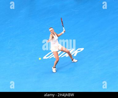 Giocatore di tennis Petra Kvitova |(Repubblica Ceca ) in azione Foto Stock
