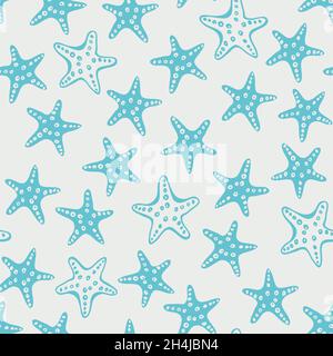 Starfish vettore senza cuciture pattern, a mano disegnato doodle sfondo Illustrazione Vettoriale