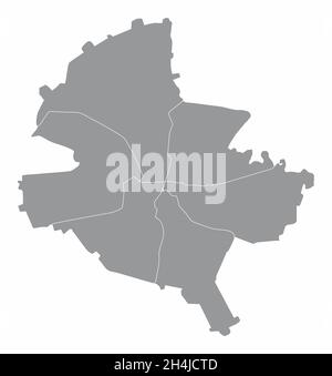 Mappa amministrativa di Bucarest isolata su sfondo bianco, Romania Illustrazione Vettoriale