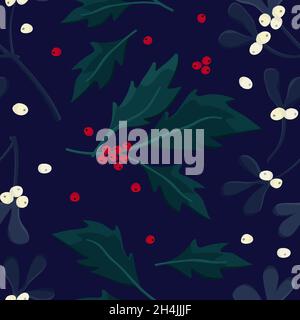 Albero di vischio e agrifoglio - sfondo vettoriale Illustrazione Vettoriale