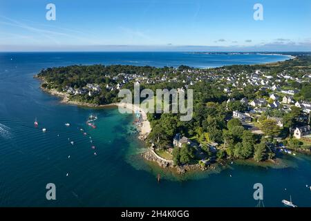 Francia, Finistere, Combrit , la foce del fiume Odet, pointe de Combrit (vista aerea) Foto Stock