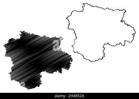 Illustrazione vettoriale del distretto di Satara (stato di Maharashtra, divisione di Pune, Repubblica dell'India), schizzo della mappa di Satara Illustrazione Vettoriale