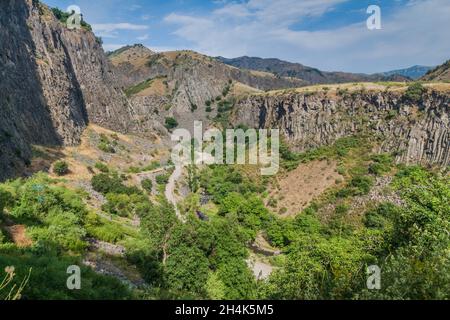 Vista della gola di Garni in Armenia Foto Stock