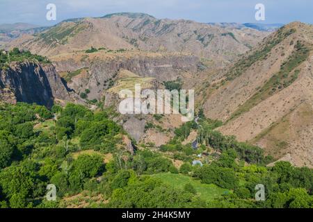 Vista della gola di Garni in Armenia Foto Stock