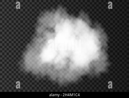 Fumetto bianco realistico. Effetto speciale esplosione del vapore. Nebbia o nebbia vettoriale di fuoco . Illustrazione Vettoriale