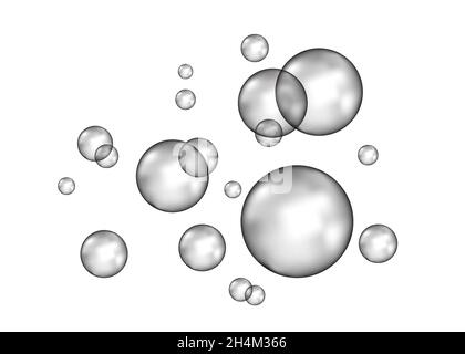 Bevanda effervescente. Fizz. Aria frizzante subacquea, acqua o bolle di ossigeno su sfondo bianco. Soda pop. Struttura vettoriale sottomarina. Illustrazione Vettoriale
