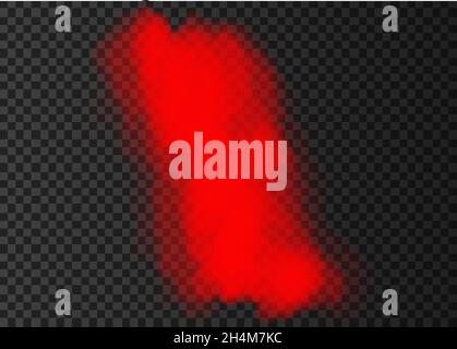 Fumo rosso isolato su sfondo trasparente. Vapore effetto speciale. Nebbia vettoriale realistica colorata o nebbia. Illustrazione Vettoriale