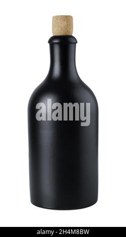 Pozione nero magico bottiglia mock-up isolato su uno sfondo bianco Foto Stock