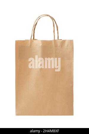 Carta riciclata shopping bag isolati su sfondo bianco Foto Stock