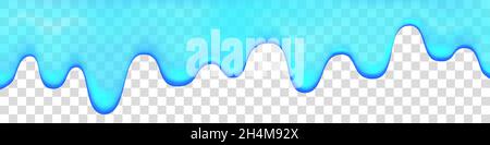 Gocciolamento di acqua isolato su sfondo trasparente. Vernice blu. Slime. Sfondo vettoriale realistico di gocciolamento. Illustrazione Vettoriale