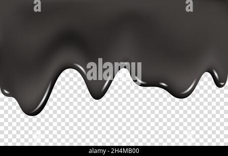 Gocciolamento di vernice nera, inchiostro o olio. Gocciolamento del carburante. Sfondo vettoriale. Illustrazione Vettoriale