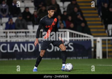 HARTLEPOOL, REGNO UNITO. 2 NOVEMBRE Everton's Reece Welch durante la partita del Trofeo EFL tra Hartlepool United ed Everton a Victoria Park, Hartlepool martedì 2 novembre 2021. (Credit: Mark Fletcher | MI News) Credit: MI News & Sport /Alamy Live News Foto Stock