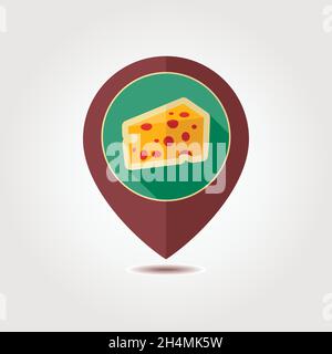 Pezzo di formaggio pin icona della mappa. Animali da allevamento puntatore della mappa. Mappa marcatore. Simbolo grafico per il vostro web site design, logo, app, UI. Illustrazione Vettoriale Illustrazione Vettoriale