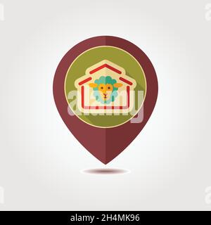 Casa di pecora pin icona della mappa. Animali da allevamento puntatore della mappa. Mappa marcatore. Simbolo grafico per il vostro web site design, logo, app, UI. Illustrazione Vettoriale Illustrazione Vettoriale