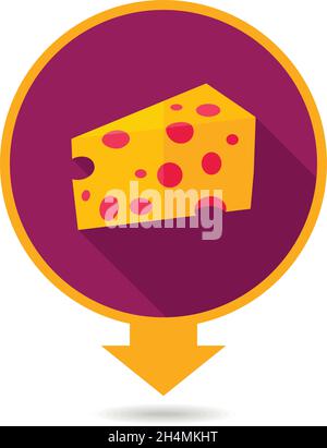 Pezzo di formaggio pin icona della mappa. Animali da allevamento puntatore della mappa. Mappa marcatore. Simbolo grafico per il vostro web site design, logo, app, UI. Illustrazione Vettoriale Illustrazione Vettoriale