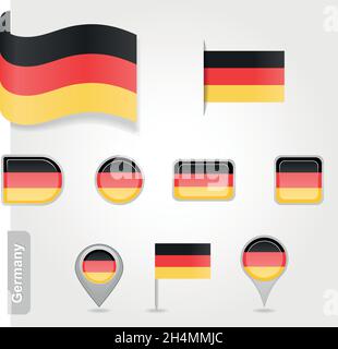 Germania insieme di icone di bandiere EPS 10 Illustrazione Vettoriale