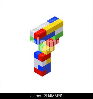 Numero isometrico 7 assemblato da blocchi di plastica. Illustrazione di constructor.Vector di Children. Illustrazione Vettoriale