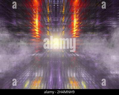 Sfondo astratto e cupo con nebbia e raggi di luce - illustrazione 3D Foto Stock