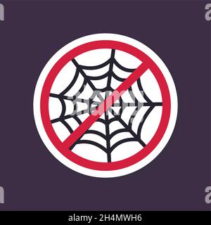 Segnali di No, Ban o Stop. Icona di Halloween ragnatela, simboli rossi proibiti di divieto, illustrazione vettoriale eps 10 Illustrazione Vettoriale